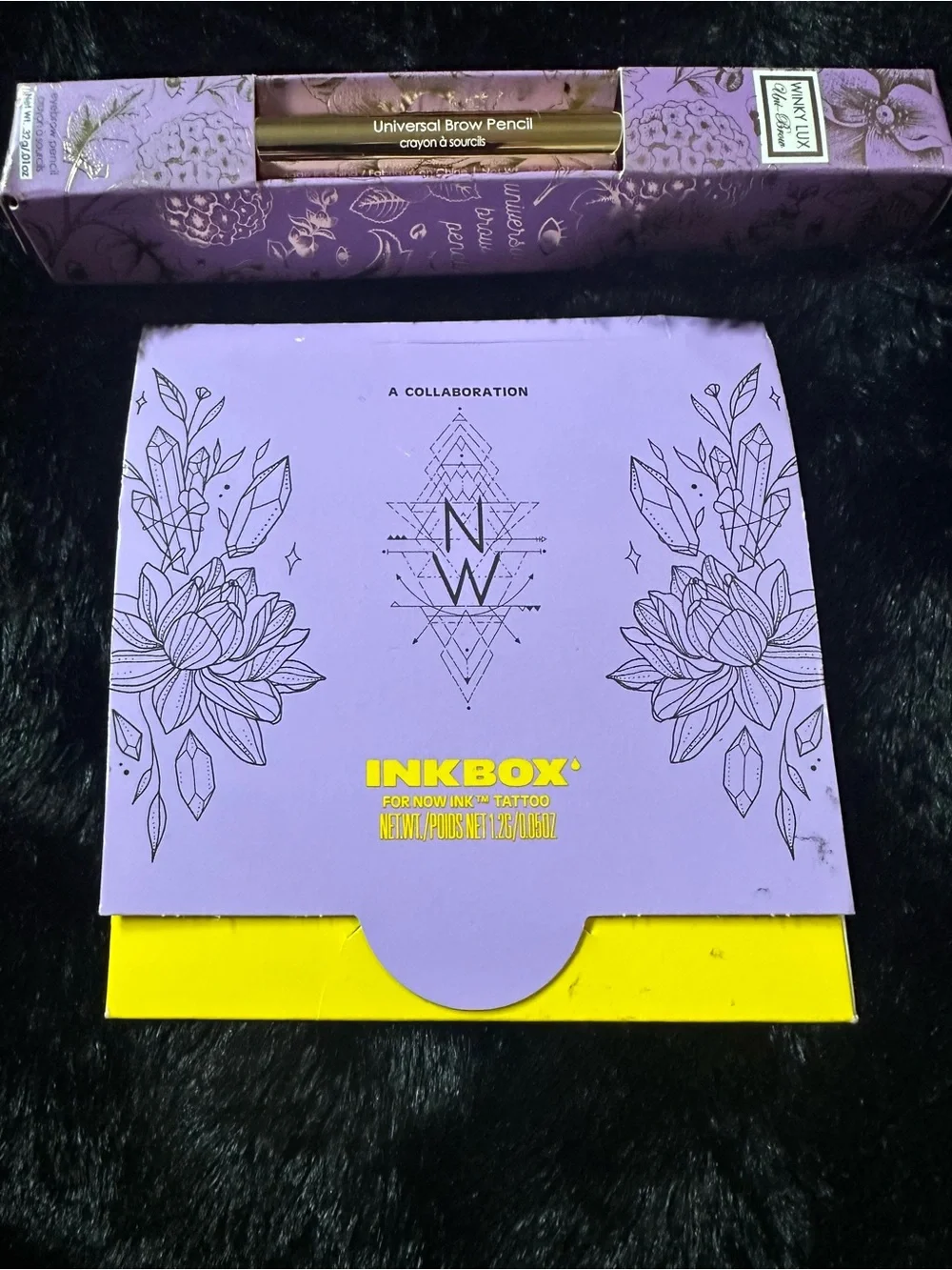 Purple Gold Whimsigoth kit INKBOX Temporary Tattoo Kit & Winky Lux Brow Pencil